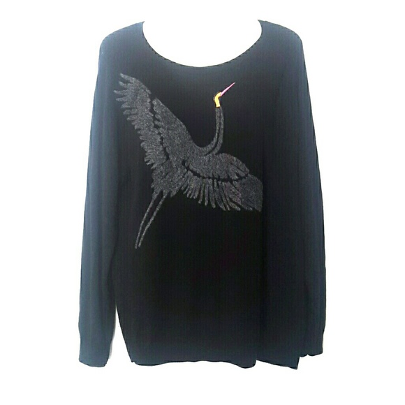 Grace Elements Sweaters - Black sweater with Bird By Grace Elements Size-XL